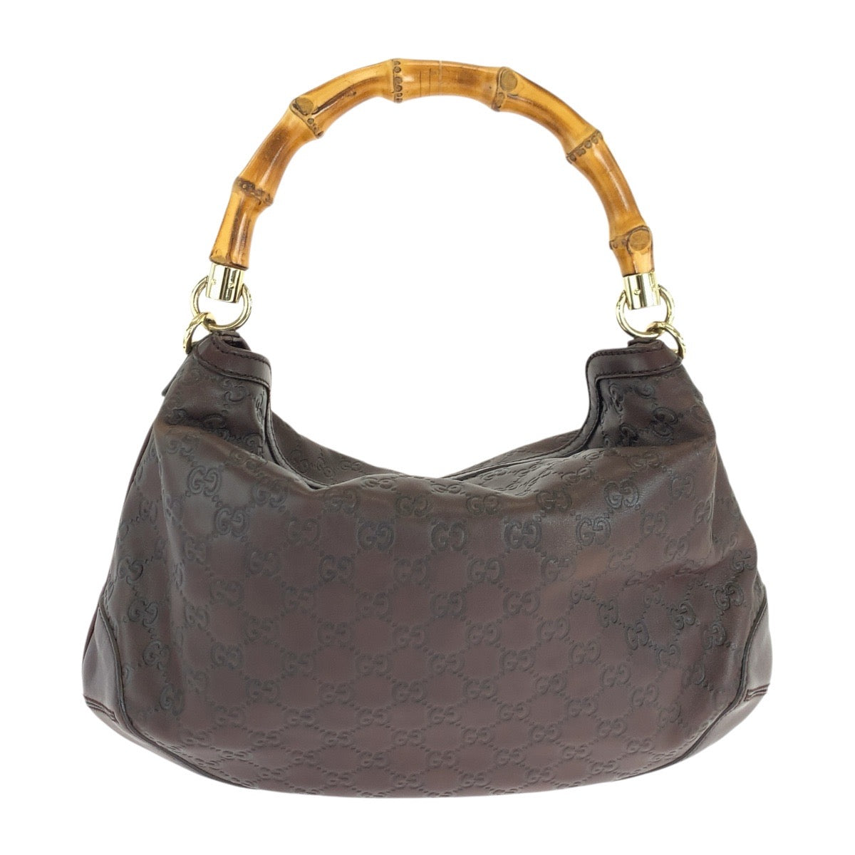 GUCCI Shoulder Bag 169961 leather Brown Gold Metal Shoulder Bag 2way Guccishima Bamboo Women Used Authentic