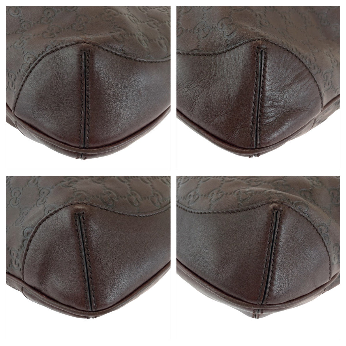GUCCI Shoulder Bag 169961 leather Brown Gold Metal Shoulder Bag 2way Guccishima Bamboo Women Used Authentic