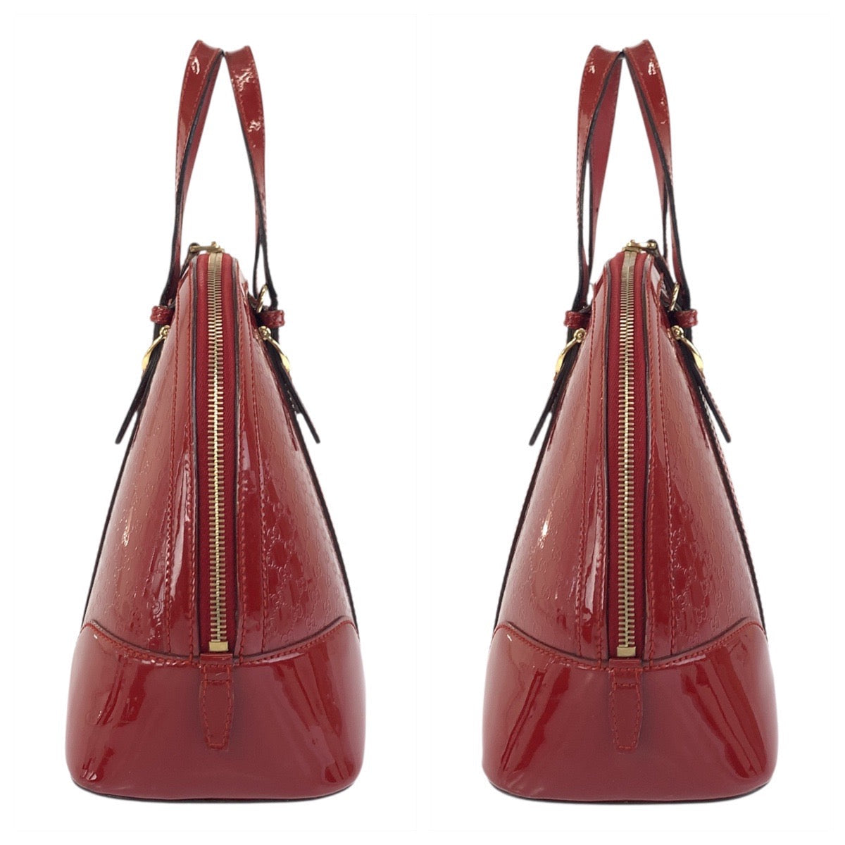 GUCCI Handbag 309617 enamel Red Gold Metal Handbag Shoulder Bag 2way Micro Guccisima Women Used Authentic