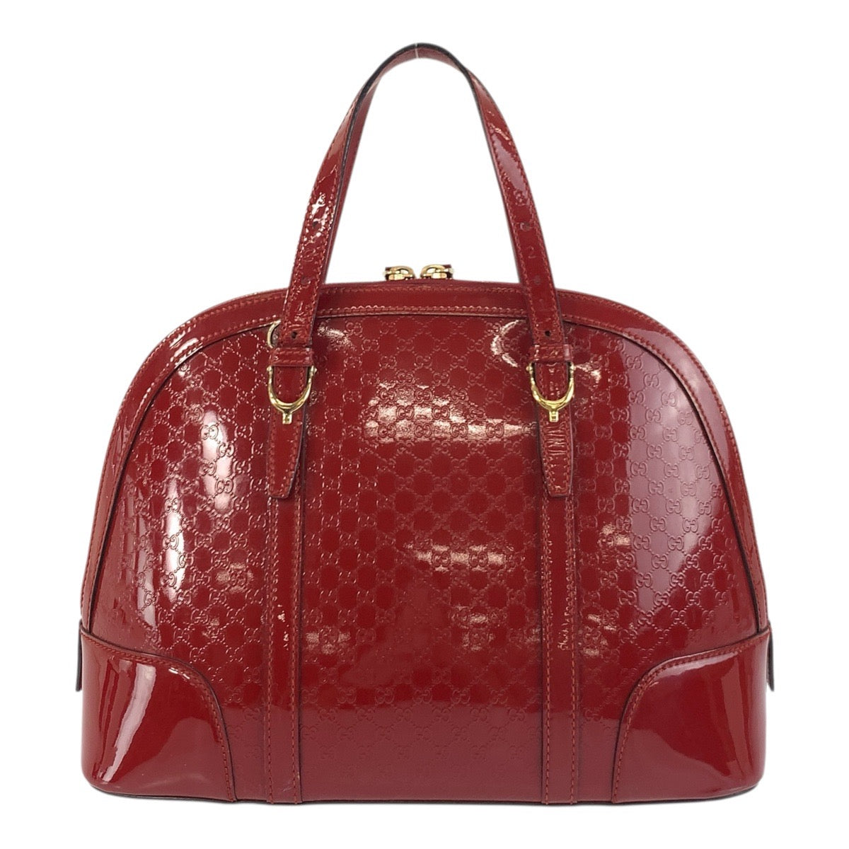 GUCCI Handbag 309617 enamel Red Gold Metal Handbag Shoulder Bag 2way Micro Guccisima Women Used Authentic