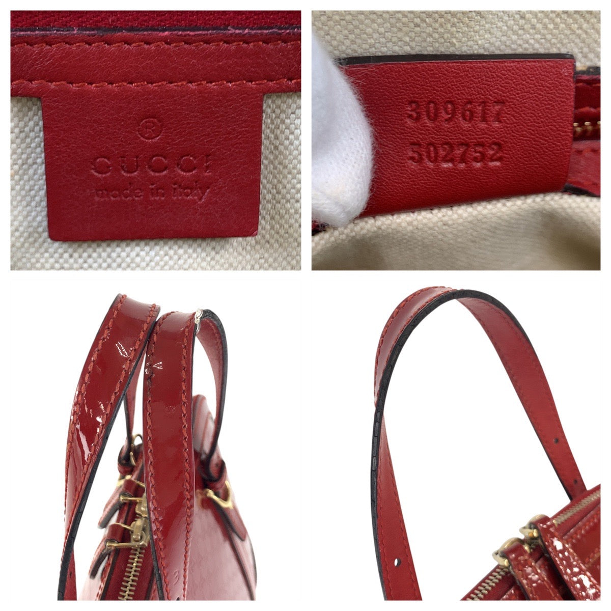 GUCCI Handbag 309617 enamel Red Gold Metal Handbag Shoulder Bag 2way Micro Guccisima Women Used Authentic