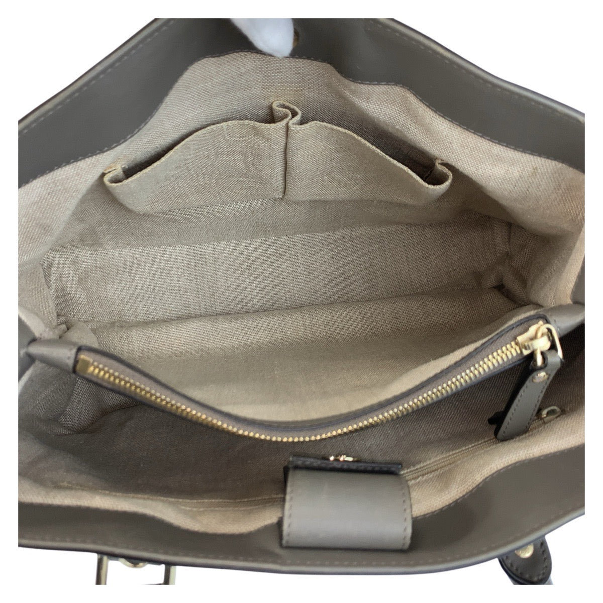 GUCCI Tote Bag 510291 leather Grey GoldMetal Tote Bag Shoulder Bag 2way Micro Guccisima Women Used Authentic