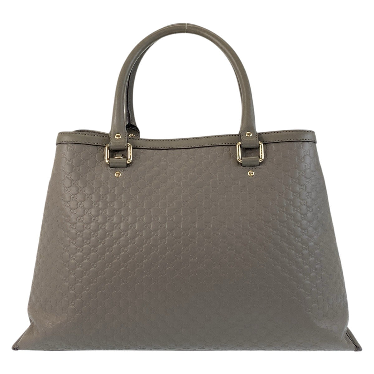 GUCCI Tote Bag 510291 leather Grey GoldMetal Tote Bag Shoulder Bag 2way Micro Guccisima Women Used Authentic