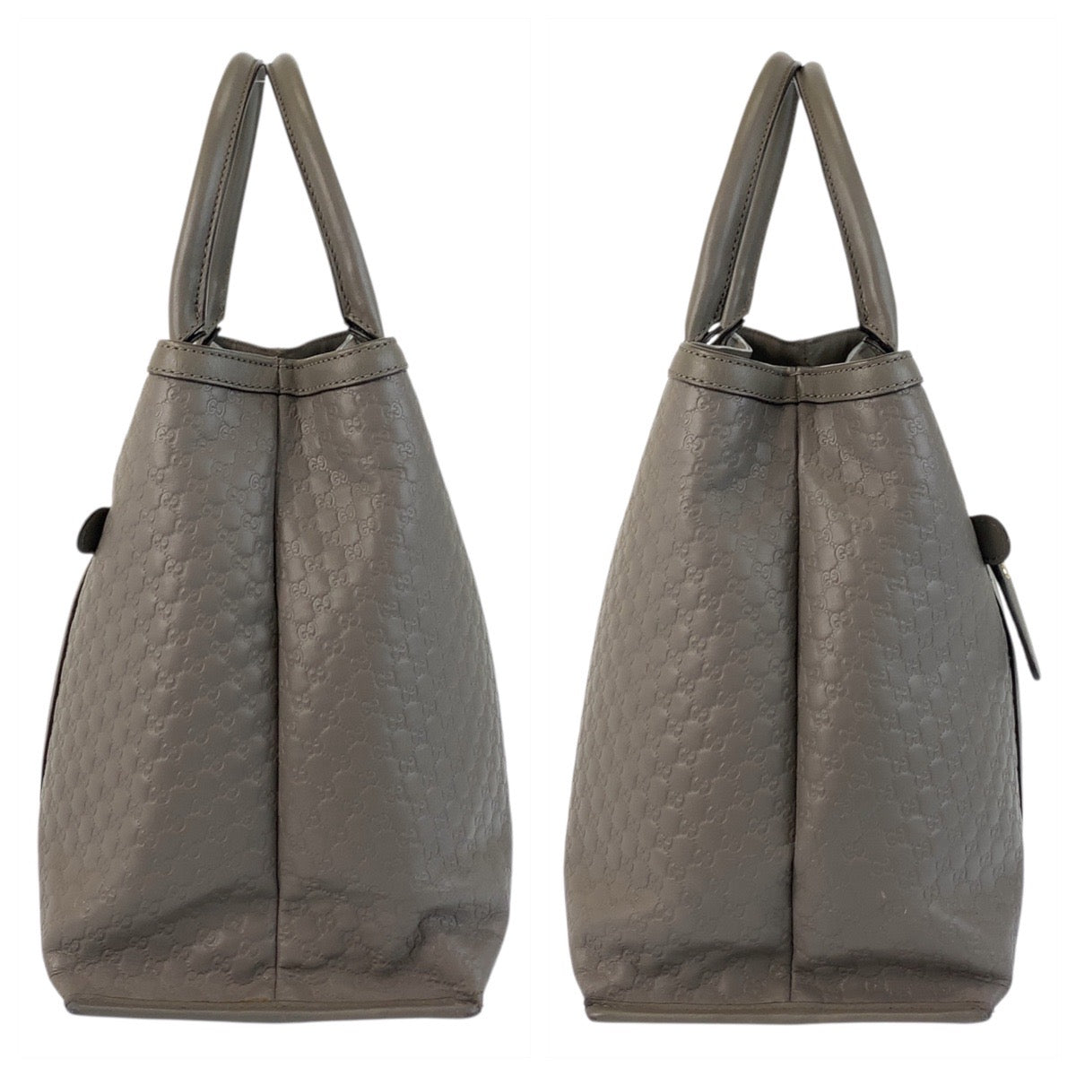 GUCCI Tote Bag 510291 leather Grey GoldMetal Tote Bag Shoulder Bag 2way Micro Guccisima Women Used Authentic