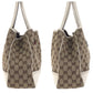 GUCCI Tote Bag 168805 GG canvas, leather Beige Ivory Gold Metal Tote Bag Shoulder Bag Sherry line Women Used Authentic