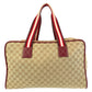 GUCCI Boston Duffel bag 153240 GG canvas, leather Beige Bordeaux SilverMetal Boston Duffel bag unisex Sherry line Women Used Authentic