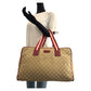 GUCCI Boston Duffel bag 153240 GG canvas, leather Beige Bordeaux SilverMetal Boston Duffel bag unisex Sherry line Women Used Authentic