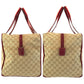 GUCCI Boston Duffel bag 153240 GG canvas, leather Beige Bordeaux SilverMetal Boston Duffel bag unisex Sherry line Women Used Authentic