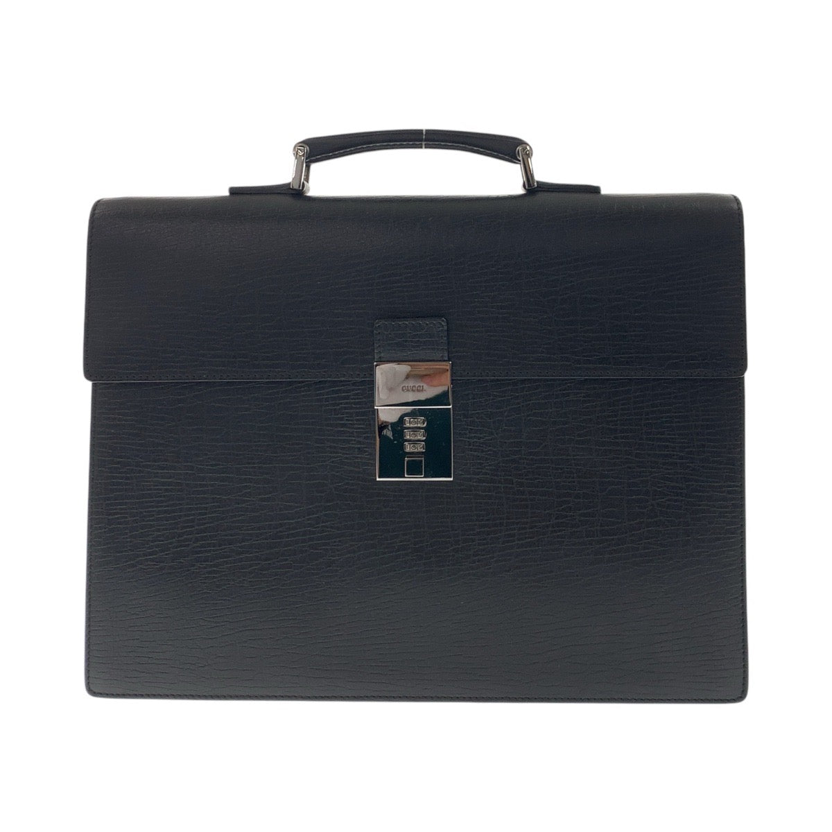 GUCCI Business bag 34044 leather Black SilverMetal Business bag briefcase mens Used Authentic