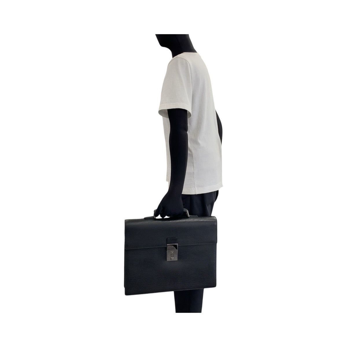 GUCCI Business bag 34044 leather Black SilverMetal Business bag briefcase mens Used Authentic