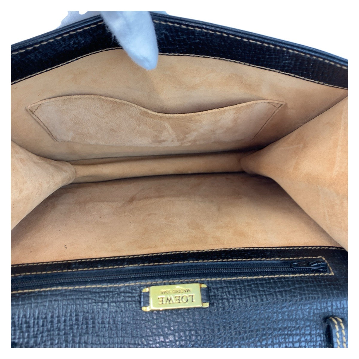 LOEWE Handbag leather Black GoldMetal Handbag Shoulder Bag Barcelona Women Used Authentic