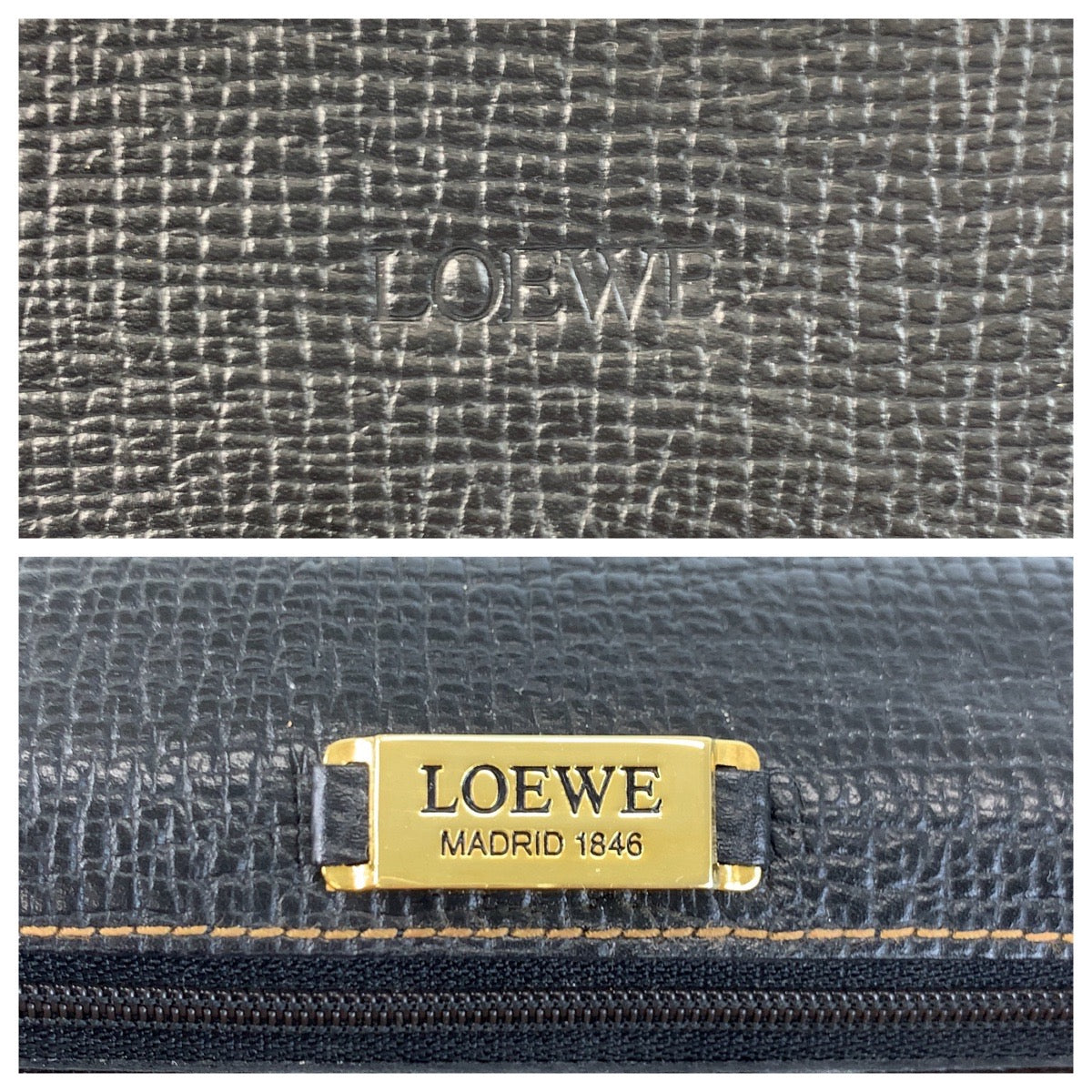LOEWE Handbag leather Black GoldMetal Handbag Shoulder Bag Barcelona Women Used Authentic