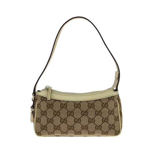 GUCCI Handbag 154432 GG canvas Beige Ivory Gold Metal Handbag accessory pouch Women Used Authentic