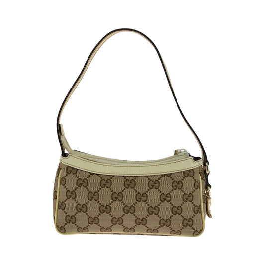 GUCCI Handbag 154432 GG canvas Beige Ivory Gold Metal Handbag accessory pouch Women Used Authentic