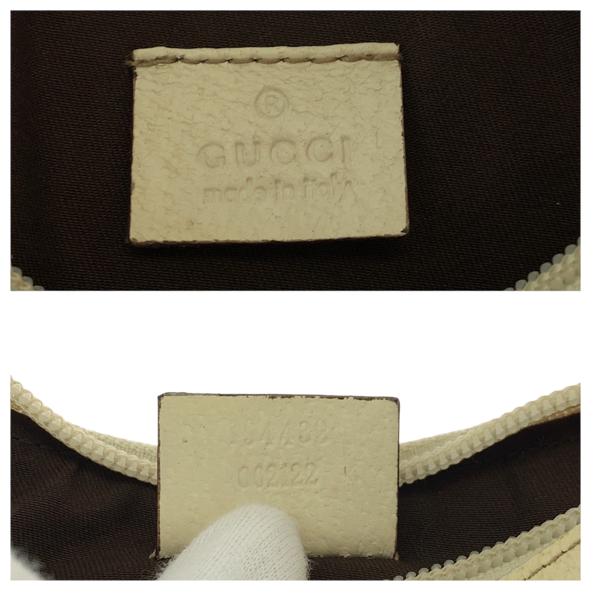GUCCI Handbag 154432 GG canvas Beige Ivory Gold Metal Handbag accessory pouch Women Used Authentic