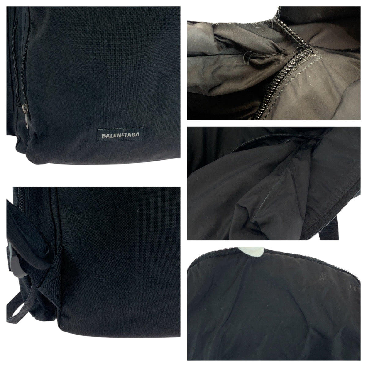 BALENCIAGA Backpack 644036 Nylon Black SilverMetal Backpack Backpack logo mens Used Authentic