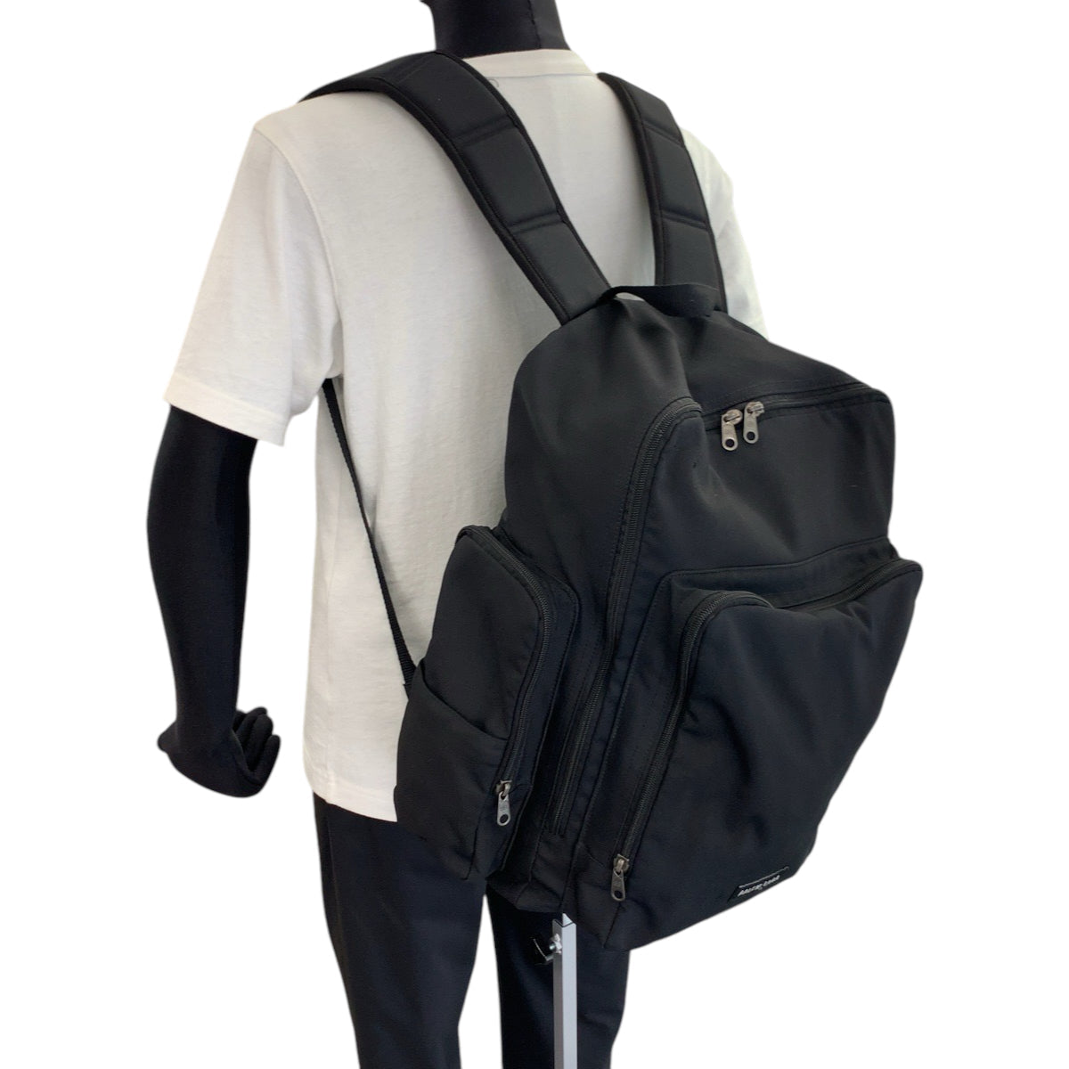 BALENCIAGA Backpack 644036 Nylon Black SilverMetal Backpack Backpack logo mens Used Authentic