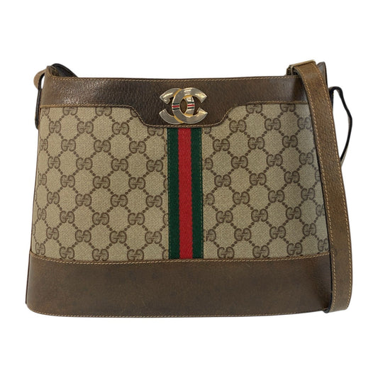 GUCCI Shoulder Bag GG Supreme canvas, leather Beige Brown Gold Metal Shoulder Bag pochette Sherry Line Old Gucci Women Used Authentic