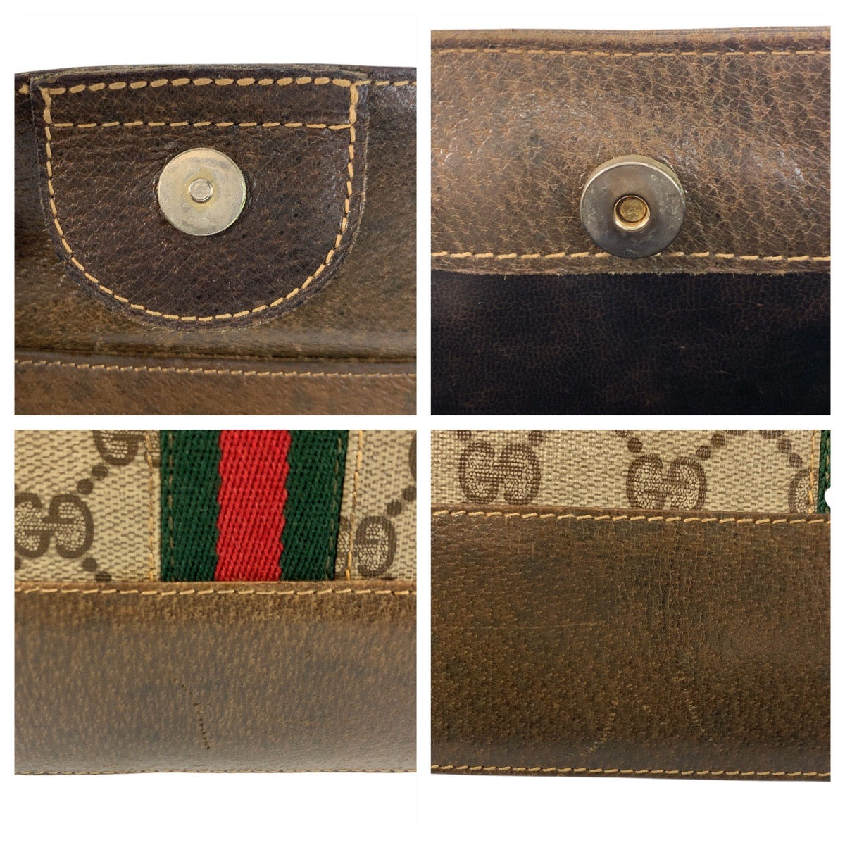 GUCCI Shoulder Bag GG Supreme canvas, leather Beige Brown Gold Metal Shoulder Bag pochette Sherry Line Old Gucci Women Used Authentic