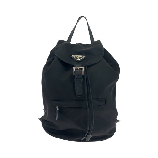 PRADA Backpack 1BZ032 Nylon Black Silver Metal Backpack Backpack Test Triangle With logo Women Used Authentic