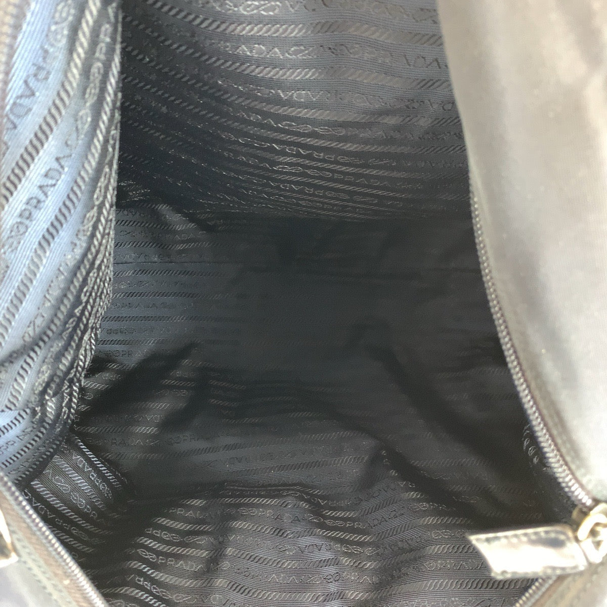 PRADA Tote Bag Nylon Navy SilverMetal Tote Bag Shoulder Bag Test Triangle With logo Women Used Authentic