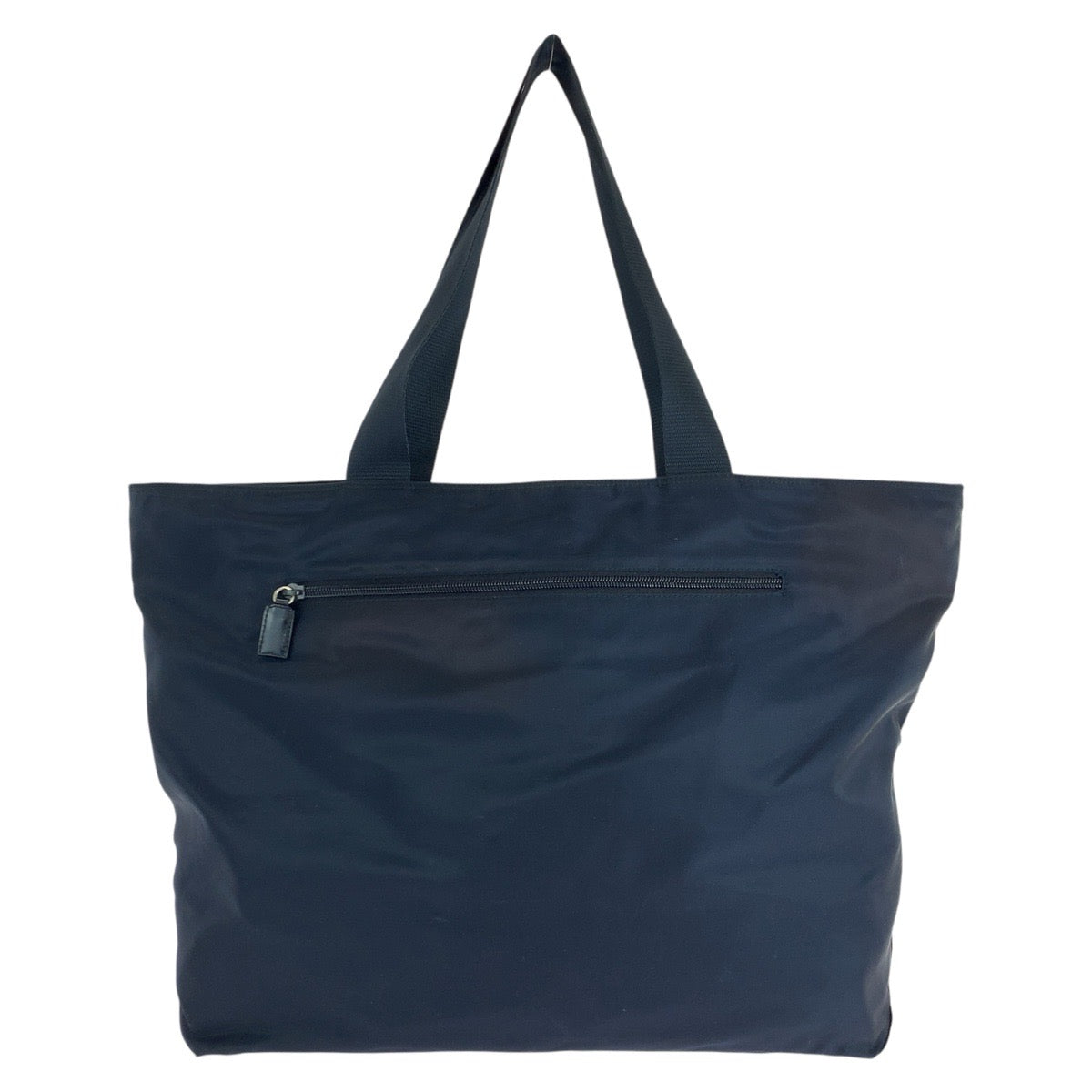 PRADA Tote Bag Nylon Navy SilverMetal Tote Bag Shoulder Bag Test Triangle With logo Women Used Authentic