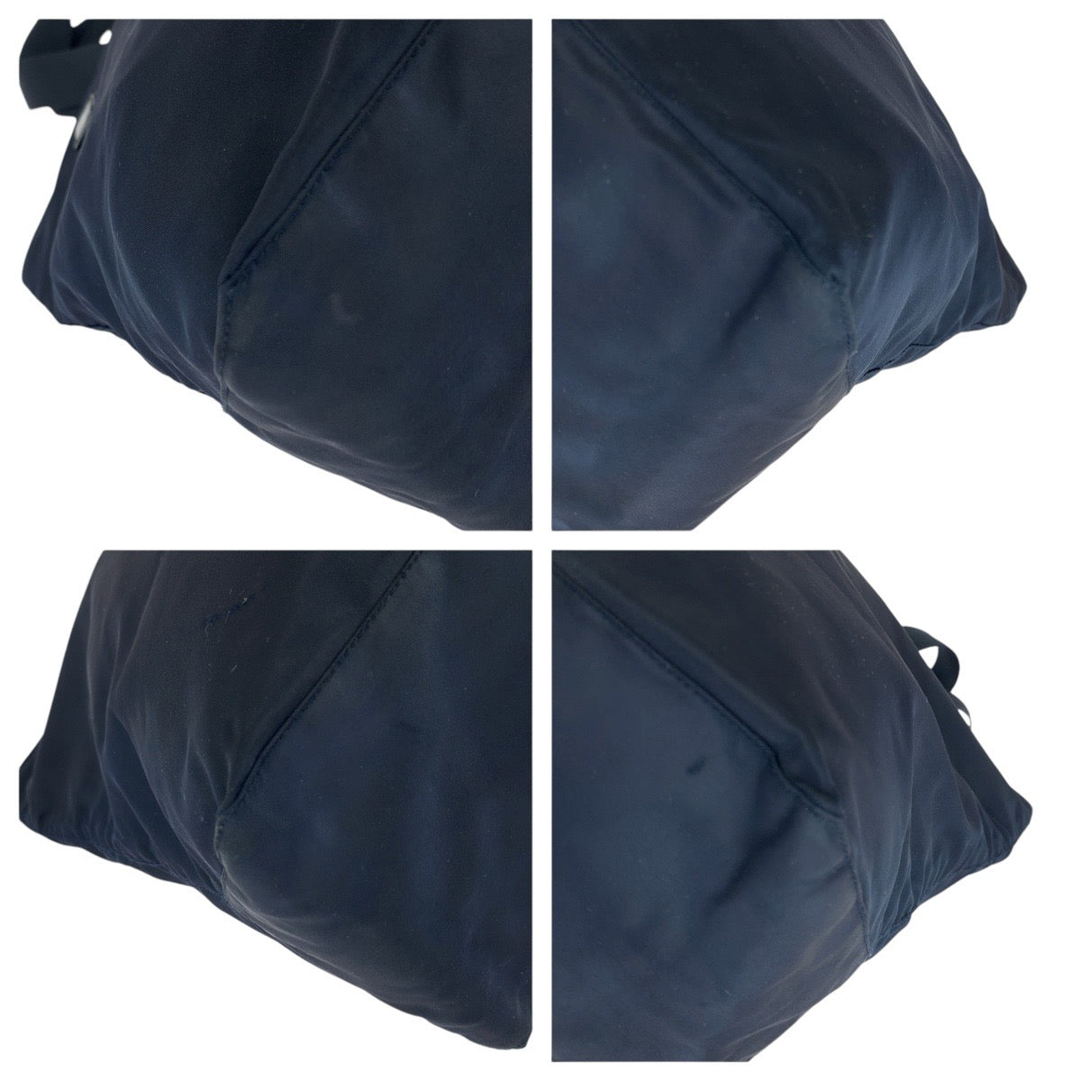 PRADA Tote Bag Nylon Navy SilverMetal Tote Bag Shoulder Bag Test Triangle With logo Women Used Authentic