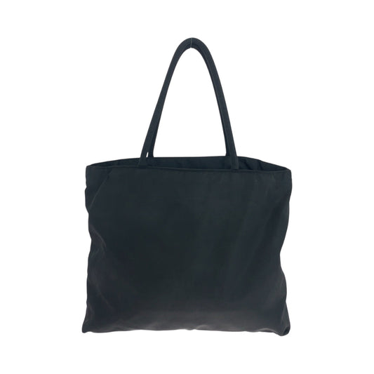 PRADA Tote Bag Nylon Black Silver Metal Tote Bag Shoulder Bag Test Triangle With logo Women Used Authentic