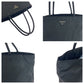 PRADA Tote Bag Nylon Black Silver Metal Tote Bag Shoulder Bag Test Triangle With logo Women Used Authentic