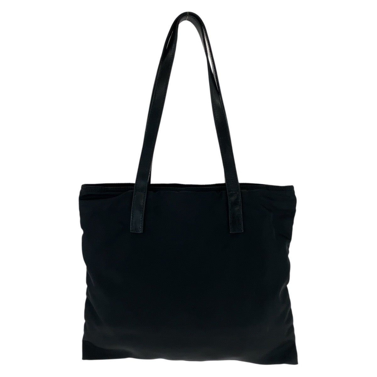 PRADA Tote Bag Nylon, Leather Black SilverMetal Tote Bag Shoulder Bag Test Triangle With logo Women Used Authentic