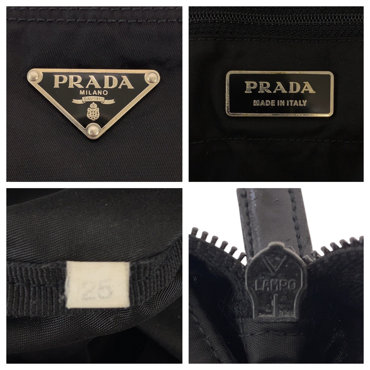 PRADA Tote Bag Nylon, Leather Black SilverMetal Tote Bag Shoulder Bag Test Triangle With logo Women Used Authentic