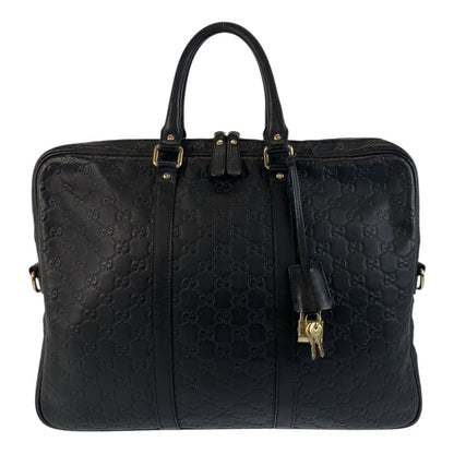 GUCCI Briefcase 201480 leather Black GoldMetal Briefcase Business bag Guccisima mens Used Authentic