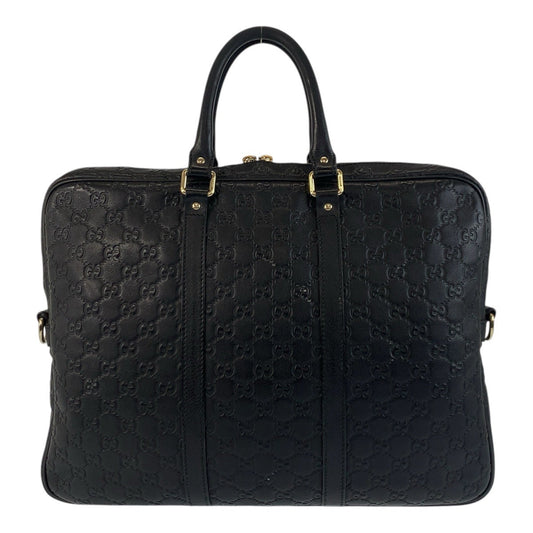 GUCCI Briefcase 201480 leather Black GoldMetal Briefcase Business bag Guccisima mens Used Authentic