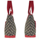 GUCCI Tote Bag 019 0402 GG canvas, leather Red Silver Metal Tote Bag Shoulder Bag Women Used Authentic