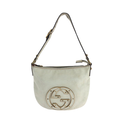 GUCCI Shoulder Bag 121552 leather White GoldMetal Hobo Shoulder Bag Soho Interlocking Women Used Authentic