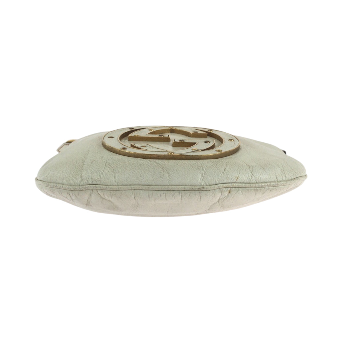 GUCCI Shoulder Bag 121552 leather White GoldMetal Hobo Shoulder Bag Soho Interlocking Women Used Authentic