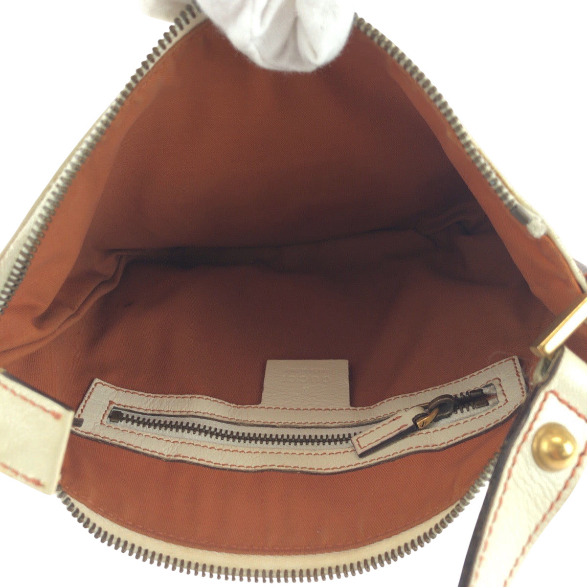 GUCCI Shoulder Bag 121552 leather White GoldMetal Hobo Shoulder Bag Soho Interlocking Women Used Authentic