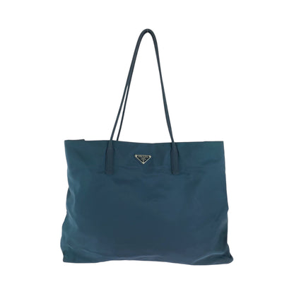 PRADA Tote Bag B7806 Nylon Green SilverMetal Tote Bag Shoulder Bag Tess Triangle With logo Women Used Authentic