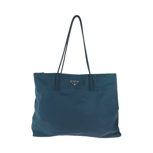 PRADA Tote Bag B7806 Nylon Green SilverMetal Tote Bag Shoulder Bag Tess Triangle With logo Women Used Authentic