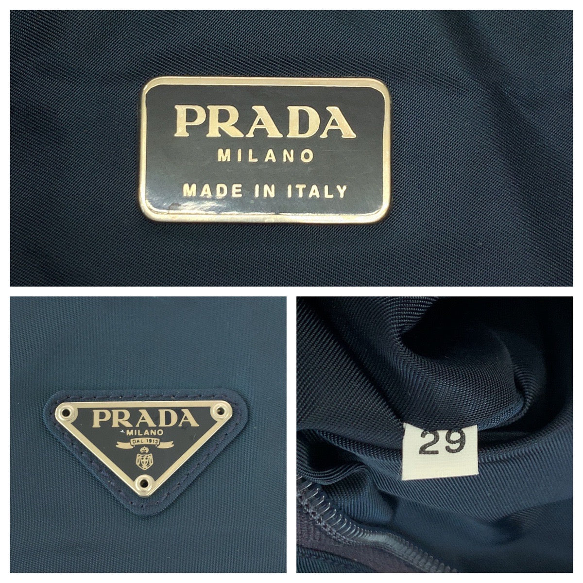 PRADA Tote Bag B7806 Nylon Green SilverMetal Tote Bag Shoulder Bag Tess Triangle With logo Women Used Authentic