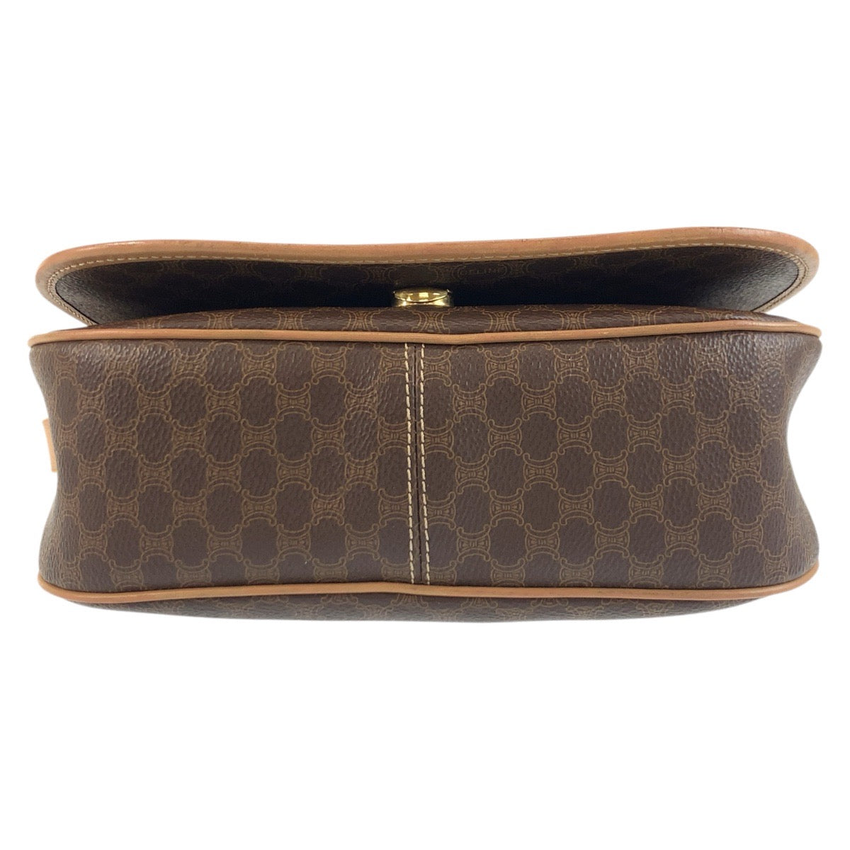 CELINE Shoulder Bag M14 PVC, Leather Brown Gold Metal Shoulder Bag pochette Macadam Women Used Authentic