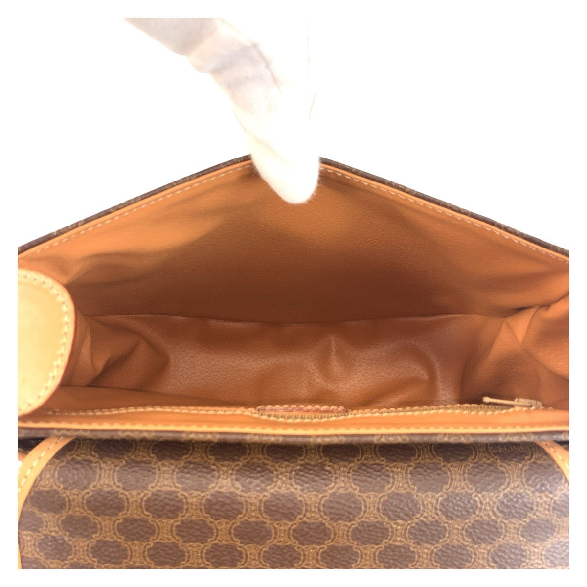 CELINE Shoulder Bag M14 PVC, Leather Brown Gold Metal Shoulder Bag pochette Macadam Women Used Authentic
