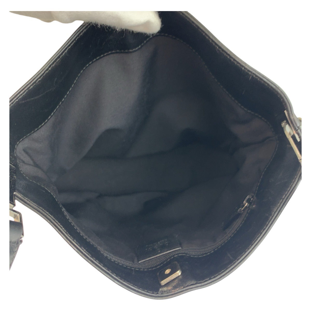 GUCCI Shoulder Bag 143745 GG canvas, leather Black SilverMetal Women Used Authentic