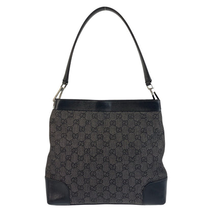 GUCCI Shoulder Bag 143745 GG canvas, leather Black SilverMetal Women Used Authentic