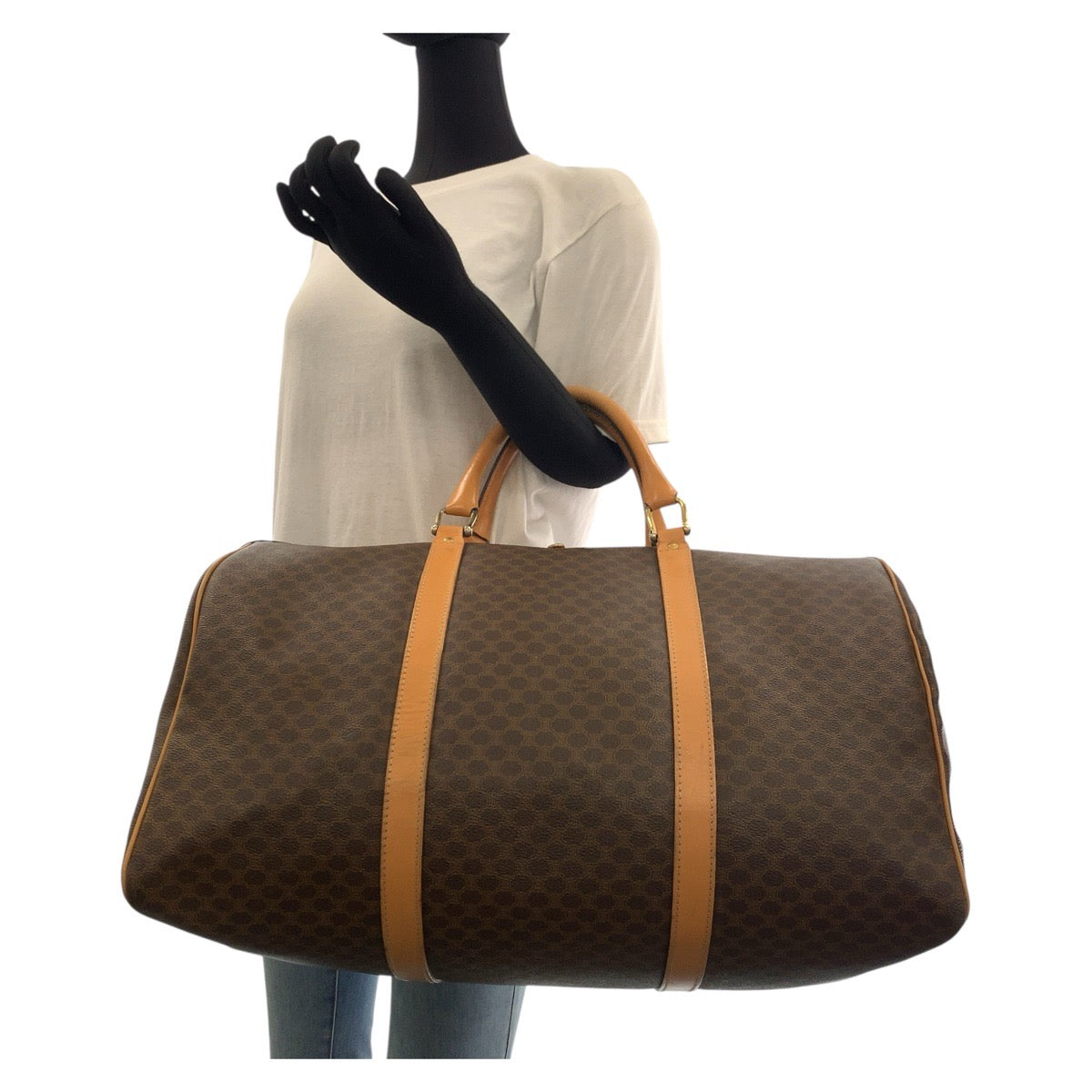 CELINE Boston Duffel bag PVC, Leather Brown Gold Metal Boston Duffel bag unisex Macadam Women Used Authentic