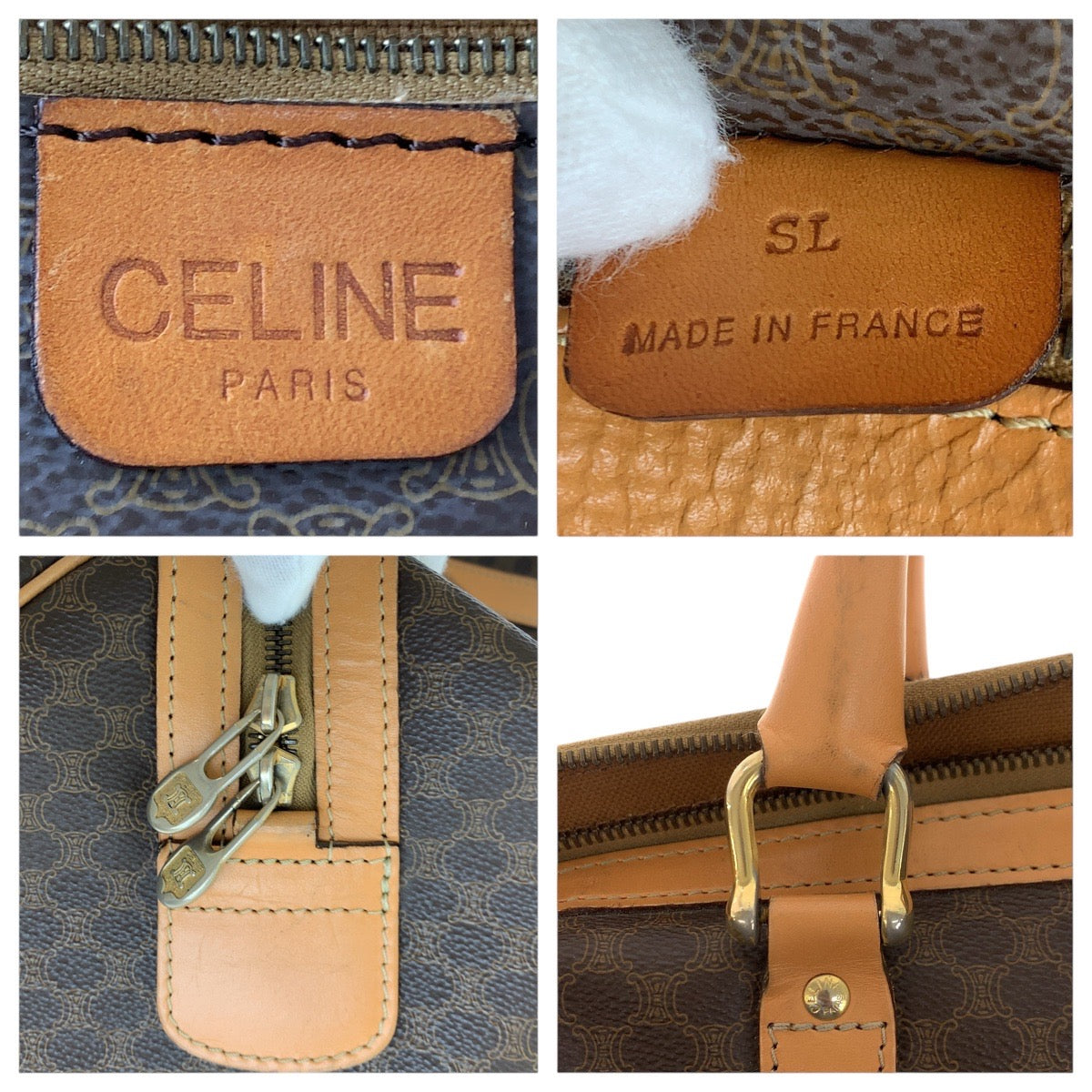 CELINE Boston Duffel bag PVC, Leather Brown Gold Metal Boston Duffel bag unisex Macadam Women Used Authentic