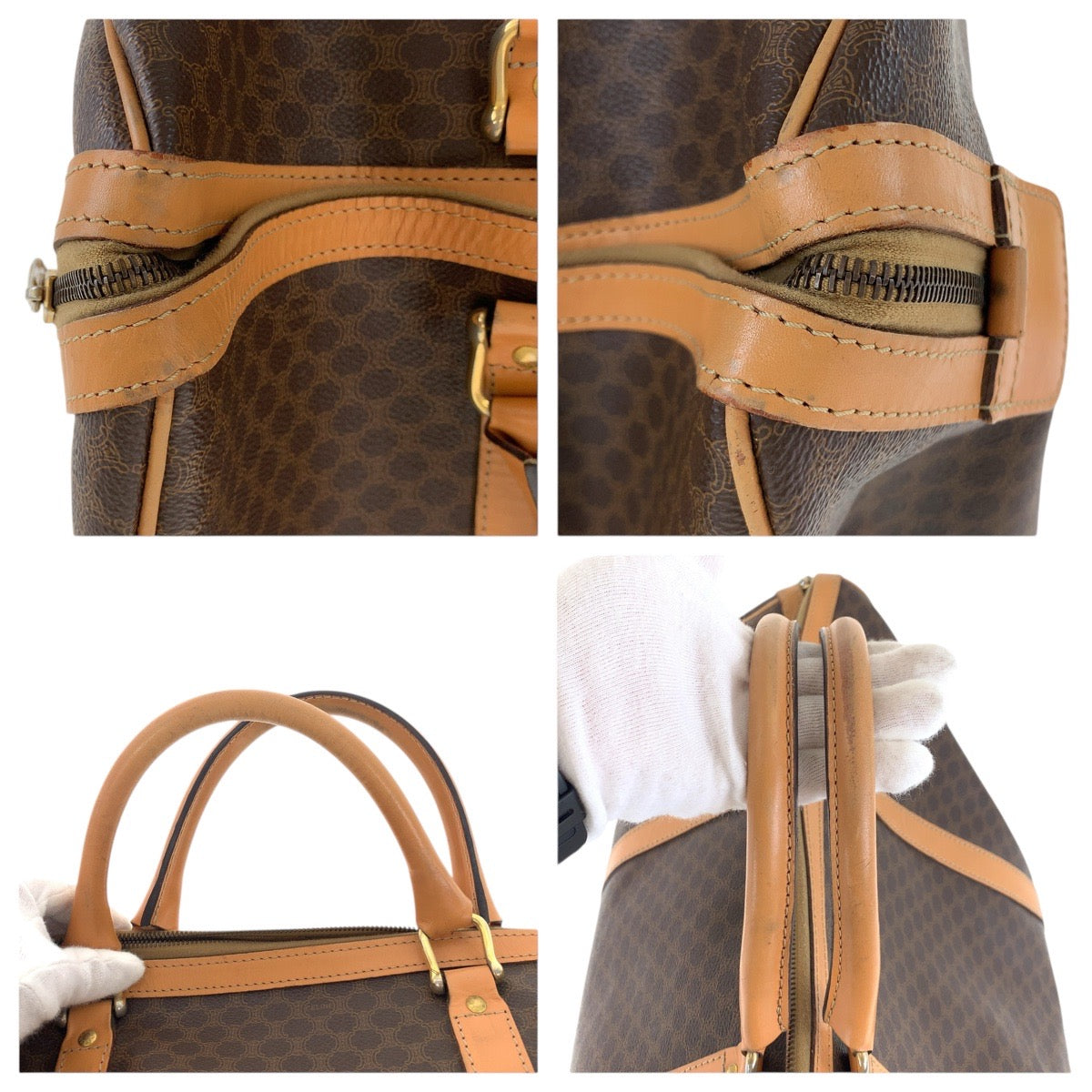 CELINE Boston Duffel bag PVC, Leather Brown Gold Metal Boston Duffel bag unisex Macadam Women Used Authentic