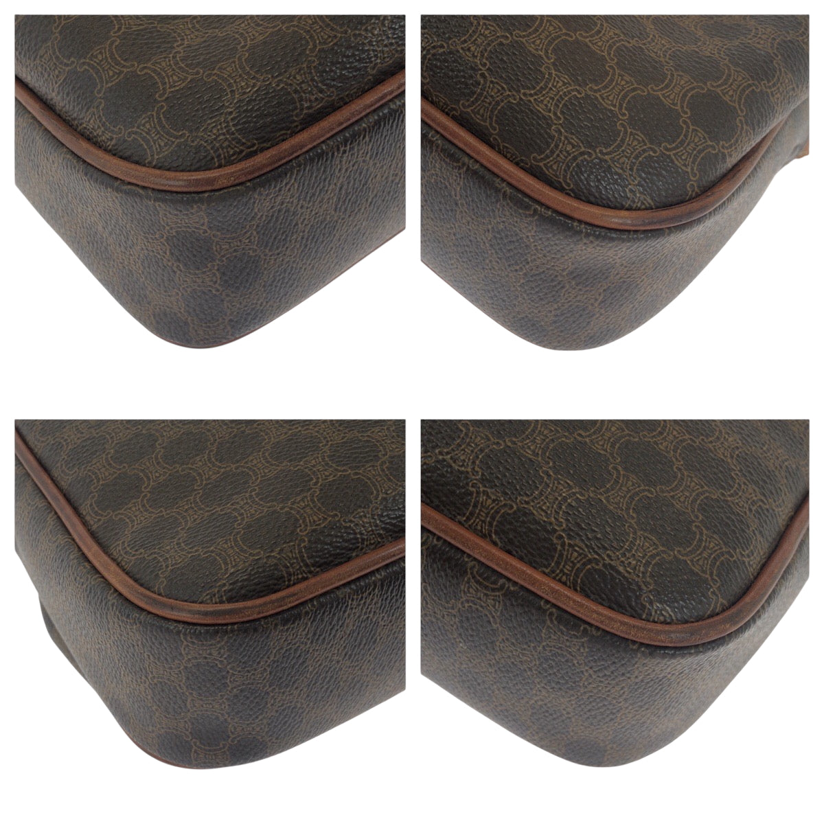 CELINE Shoulder Bag PVC Brown Gold Metal Shoulder Bag pochette Macadam Women Used Authentic