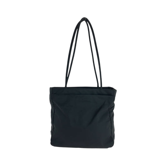PRADA Tote Bag Nylon Black SilverMetal Tote Bag Shoulder Bag Test Triangle With logo Women Used Authentic