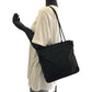 PRADA Tote Bag Nylon Black SilverMetal Tote Bag Shoulder Bag Test Triangle With logo Women Used Authentic